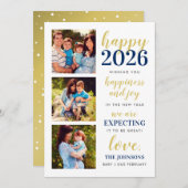 Cartes Pour Fêtes Annuelles Bonne année Marine et l'or attendu en 2024 (Devant / Derrière)