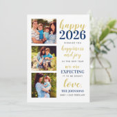 Cartes Pour Fêtes Annuelles Bonne année Marine et l'or attendu en 2024 (Debout devant)