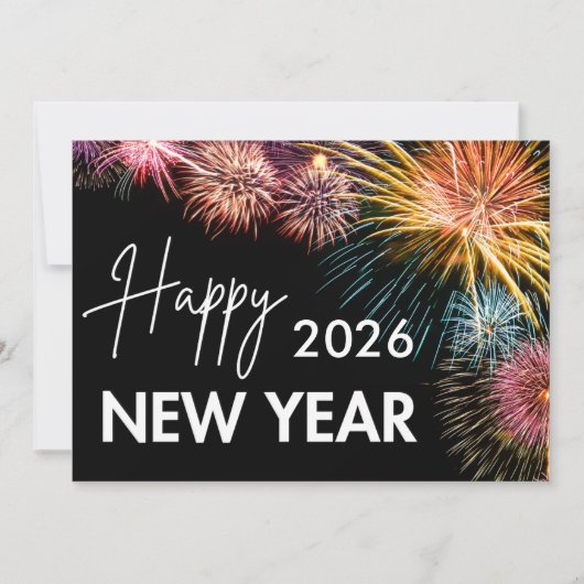 Cartes Pour Fêtes Annuelles Bonne année moderne feu d'artifice noir (Devant)