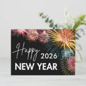 Cartes Pour Fêtes Annuelles Bonne année moderne feu d'artifice noir (Debout devant)