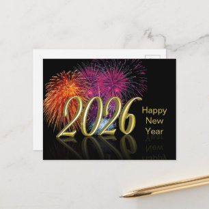 Cartes Pour Fêtes Annuelles Bonne année Or 2026 Feux d'artifice
