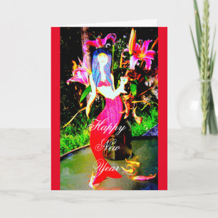 Cartes Pour Fêtes Annuelles bonne année partying de sirène rouge