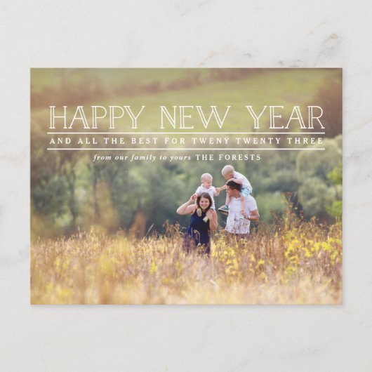 Cartes Pour Fêtes Annuelles Bonne année photo typographie vacances (Devant)
