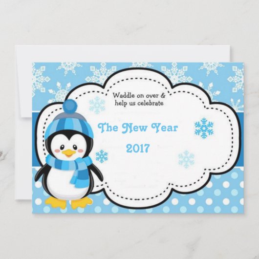Cartes Pour Fêtes Annuelles Bonne année pingouin 2017 (Devant)