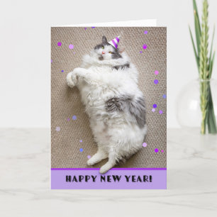Cartes Pour Fêtes Annuelles Bonne année pour quiconque humour de gros chat 