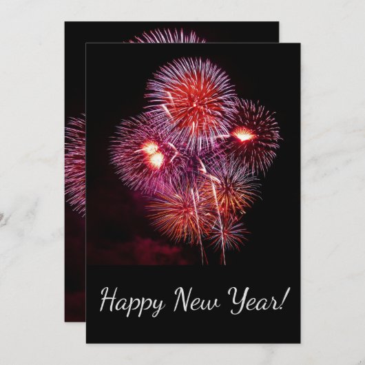 Cartes Pour Fêtes Annuelles Bonne année Salutations Feu d'artifice Fête (Devant / Derrière)