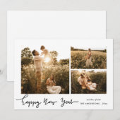 Cartes Pour Fêtes Annuelles Bonne année | Script minimaliste multi-photo (Devant / Derrière)