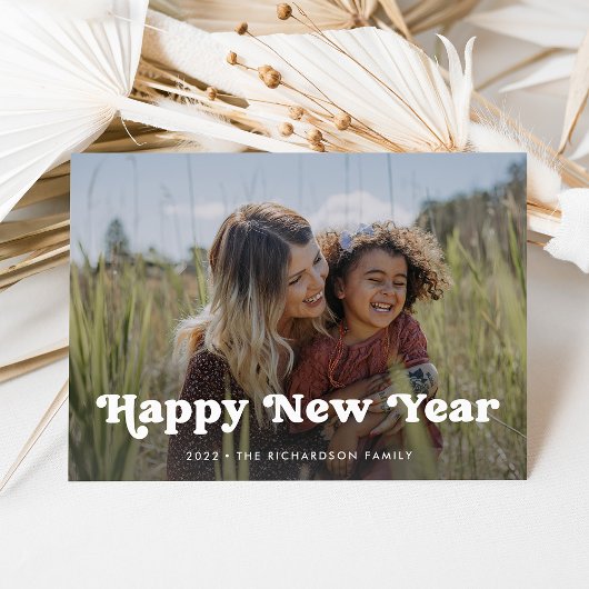 Cartes Pour Fêtes Annuelles Bonne année | Superposition photo Boho simple