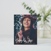 Cartes Pour Fêtes Annuelles Bonne année | White Script Photo moderne (Debout devant)