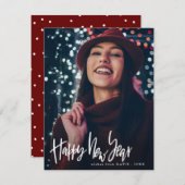 Cartes Pour Fêtes Annuelles Bonne année | White Script Photo moderne (Devant / Derrière)