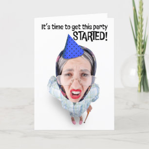 Cartes Pour Fêtes Annuelles Bonne Anniversaire Vielle dame veut aller au lit