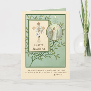 Cartes Pour Fêtes Annuelles Bonne Bénédiction de Pâques Prière Résurrection Vi