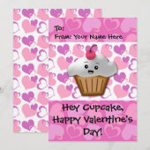 Cartes Pour Fêtes Annuelles Bonne Cupcake Valentine (Devant / Derrière)