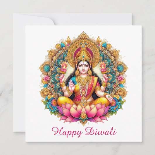 Cartes Pour Fêtes Annuelles Bonne déesse Diwali Lakshmi Festival de la Lumière (Devant)