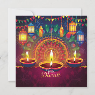 Cartes Pour Fêtes Annuelles Bonne Diwali Diya Mandala Festival de la Lumière