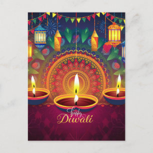 Cartes Pour Fêtes Annuelles Bonne Diwali Diya Mandala Festival de la Lumière