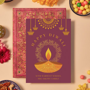Cartes Pour Fêtes Annuelles Bonne Diwali Festival des lumières Diya