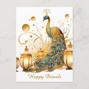Cartes Pour Fêtes Annuelles Bonne Diwali Peacock Lantern Festival de la Lumièr