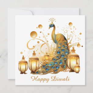 Cartes Pour Fêtes Annuelles Bonne Diwali Peacock Lantern Festival de la Lumièr
