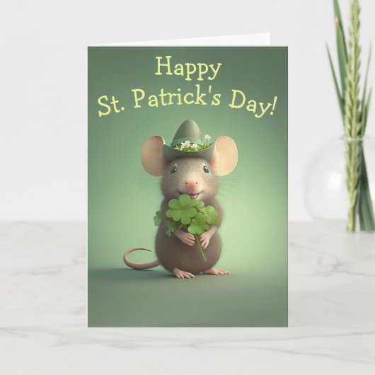 Cartes Pour Fêtes Annuelles Bonne et adorable Souris St. Patrick's Day (Devant)