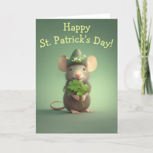 Cartes Pour Fêtes Annuelles Bonne et adorable Souris St. Patrick's Day
