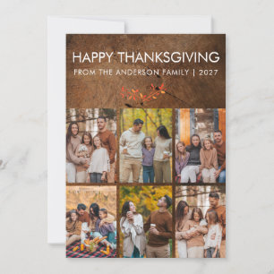 Cartes Pour Fêtes Annuelles Bonne fête d'Action de grâce Six Photo en Bois Rus