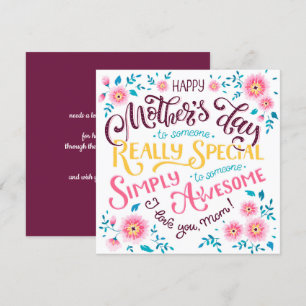 Cartes Pour Fêtes Annuelles Bonne fête des mères   à Special and Awesome Mom