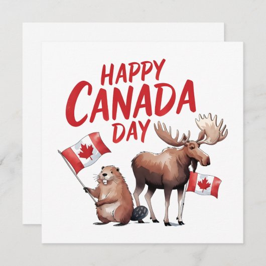 Cartes Pour Fêtes Annuelles Bonne fête du Canada (Devant / Derrière)