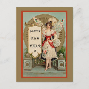 Cartes Pour Fêtes Annuelles Bonne fête du Nouvel An avec trompette et bannière
