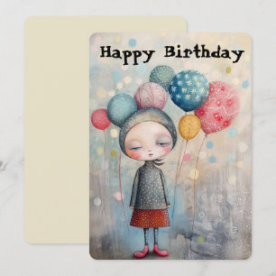 Cartes Pour Fêtes Annuelles Bonne fille d'anniversaire avec des ballons