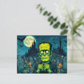 Cartes Pour Fêtes Annuelles Bonne Halloween Frankenstein (Debout devant)