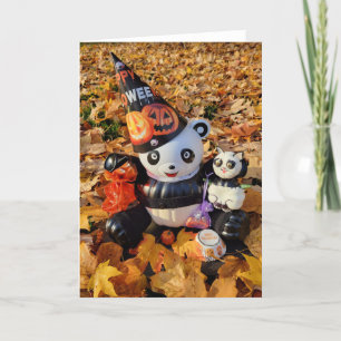 Cartes Pour Fêtes Annuelles Bonne Halloween Panda et Kitten Trick ou Treat