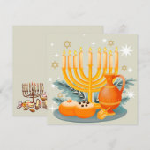 Cartes Pour Fêtes Annuelles Bonne Hanoukka (Devant / Derrière)