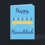 Cartes Pour Fêtes Annuelles Bonne Hanoukka Blue Menorah<br><div class="desc">Célébrez la grande fête des lumières avec cette carte de voeux à thème Happy Hanoukka. "Happy Hanukah" est écrit en belle police cursive bleu foncé avec des bougies bleues. L'intérieur de la carte a un joli message. Commandez les vôtres dès aujourd'hui ! Clipart avec l'aimable autorisation de Sonya DeHart Design à...</div>