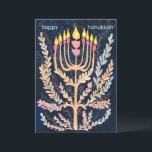 Cartes Pour Fêtes Annuelles Bonne Hanoukka Botanical Menorah Aquarelle<br><div class="desc">Dessin doux pour souhaiter à quelqu'un d'hanoukka heureux! Cliquez sur "modifier en utilisant l'outil de conception" pour ajouter votre propre texte. Également disponible sous forme de carte postale ou de téléchargement numérique pour envoyer instantanément par e-mail ou SMS. Consultez ma boutique pour en savoir plus ou faites-moi savoir si vous...</div>