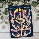 Cartes Pour Fêtes Annuelles Bonne Hanoukka Botanical Menorah Aquarelle<br><div class="desc">Dessin doux pour souhaiter à quelqu'un d'hanoukka heureux! Cliquez sur "modifier en utilisant l'outil de conception" pour ajouter votre propre texte. Également disponible sous forme de carte postale ou de téléchargement numérique pour envoyer instantanément par e-mail ou SMS. Consultez ma boutique pour en savoir plus ou faites-moi savoir si vous...</div>