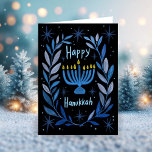 Cartes Pour Fêtes Annuelles Bonne Hanoukka Botanical Menorah Aquarelle<br><div class="desc">Dessin doux pour souhaiter à quelqu'un d'hanoukka heureux! Cliquez sur "modifier en utilisant l'outil de conception" pour ajouter votre propre texte. Également disponible sous forme de carte postale, de carte plate ou de téléchargement numérique pour envoyer instantanément par e-mail ou SMS. Consultez ma boutique pour en savoir plus ou faites-moi...</div>