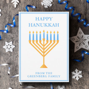 Cartes Pour Fêtes Annuelles Bonne Hanoukka Cute personnalisable Menorah