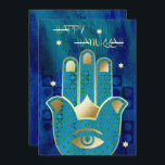 Cartes Pour Fêtes Annuelles Bonne Hanoukka. Main d'or Hamsa<br><div class="desc">Bonne Hanoukka. Elegant Festive Gold Foil Hamsa Hand Lucky Symbole et Star of David design personnalisable Hanoukka Greeting Card / Hanoukka Celebration Invitations avec texte personnalisé. Carte de correspondance,  invitations de fête,  faveurs et cadeaux disponibles dans la catégorie Jours fériés / Hanoukka de notre magasin.</div>