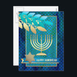 Cartes Pour Fêtes Annuelles Bonne Hanoukka. Menorah d'or et étoile de David<br><div class="desc">Bonne Hanoukka. Elégant Festive Gold Foil Star de David et Menorah Postcard. Cartes de correspondance,  invitations de fête et cadeaux disponibles dans la catégorie Jours fériés / Hanoukka de notre magasin.</div>