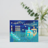 Cartes Pour Fêtes Annuelles Bonne Hanoukka. Menorah & Dreidels (Debout devant)