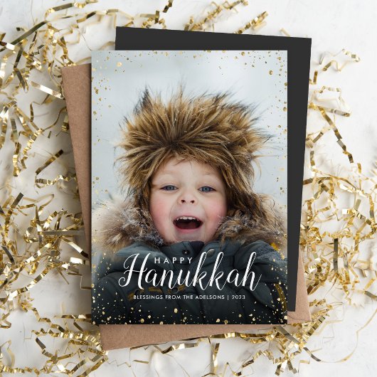 Cartes Pour Fêtes Annuelles Bonne Hanoukka | Parties scintillant Glitz Faux su