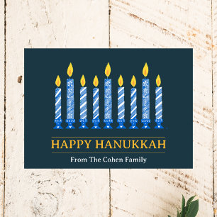 Cartes Pour Fêtes Annuelles Bonne Hanoukka Salutation aux chandelles simple