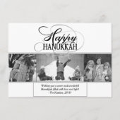 Cartes Pour Fêtes Annuelles Bonne Hanoukka | Script moderne noir blanc 3 photo (Devant)