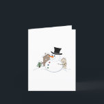 Cartes Pour Fêtes Annuelles Bonne illustration de Noël Snowman<br><div class="desc">Illustration d'un bonhomme de neige de Noël en dessin animé sur une scène de neige avec des maisons recouvertes de neige et un arbre à l'arrière - plan sur le devant et une petite version à l'intérieur avec les mots "Joyeux Noël !".</div>