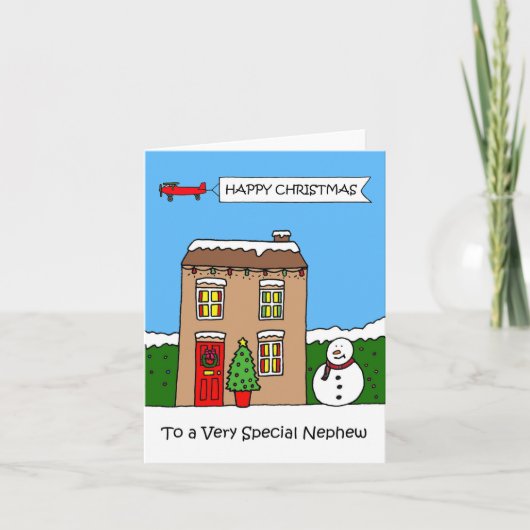 Cartes Pour Fêtes Annuelles Bonne maison de dessin de Noël Nephew (Devant)