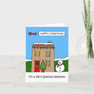 Cartes Pour Fêtes Annuelles Bonne maison de dessin de Noël Nephew