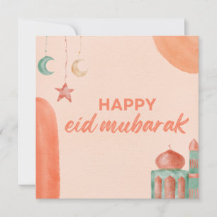 Cartes Pour Fêtes Annuelles Bonne mosquée d'aquarelle de l'Aïd Moubarak