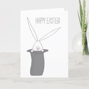Cartes Pour Fêtes Annuelles Bonne Pâques ! Lapin mignon dans un chapeau haut