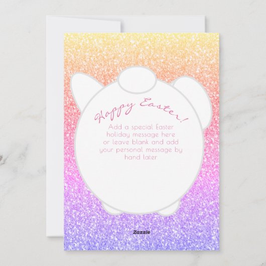 Cartes Pour Fêtes Annuelles Bonne Pâques mignonne caricature Bunny Rainbow Par (Dos)